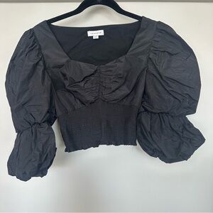 Topshop Black Puff Sleeve Top